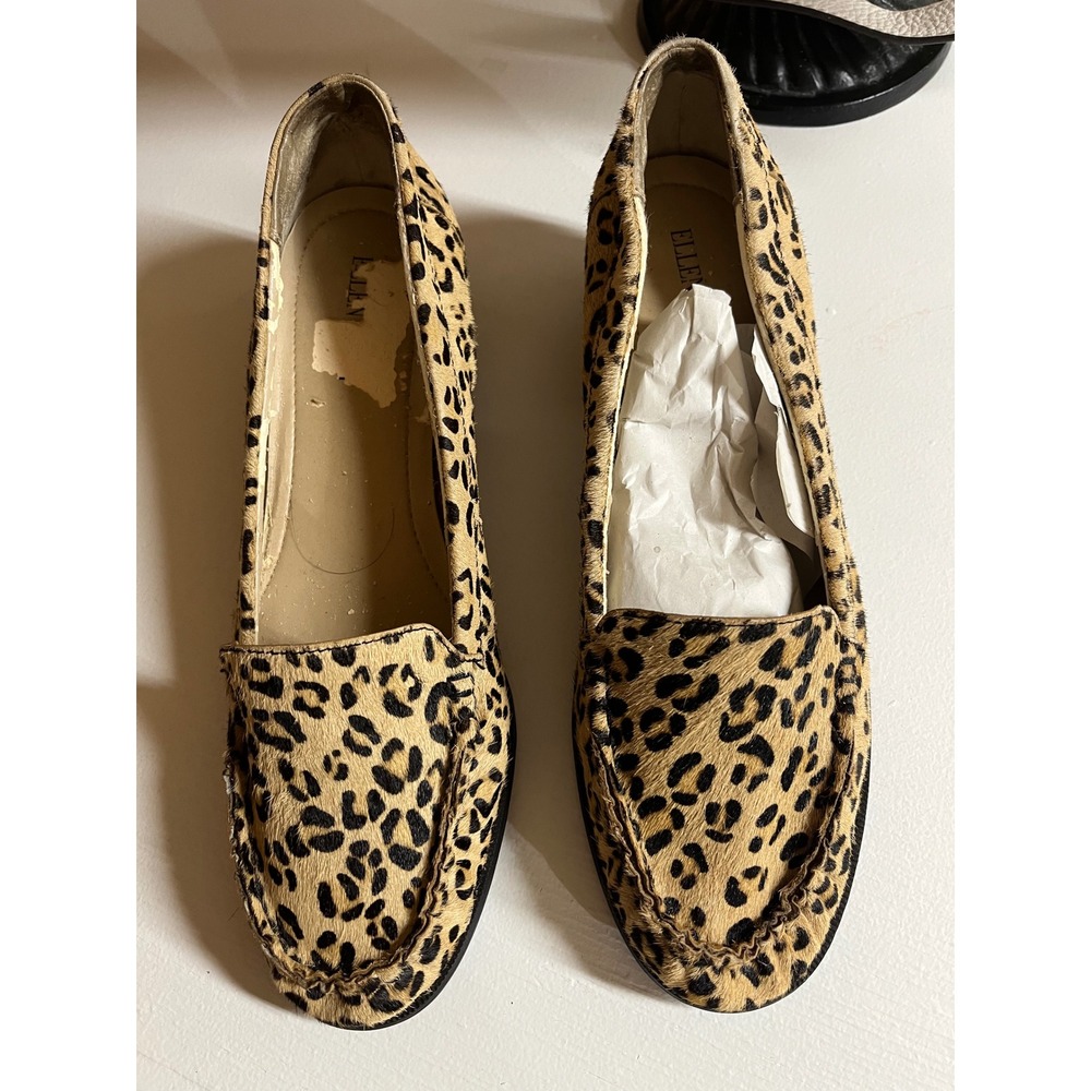 ELLEN TRACY Leopard‎ Print Calf Hair Loafer Flats Women Size 10M